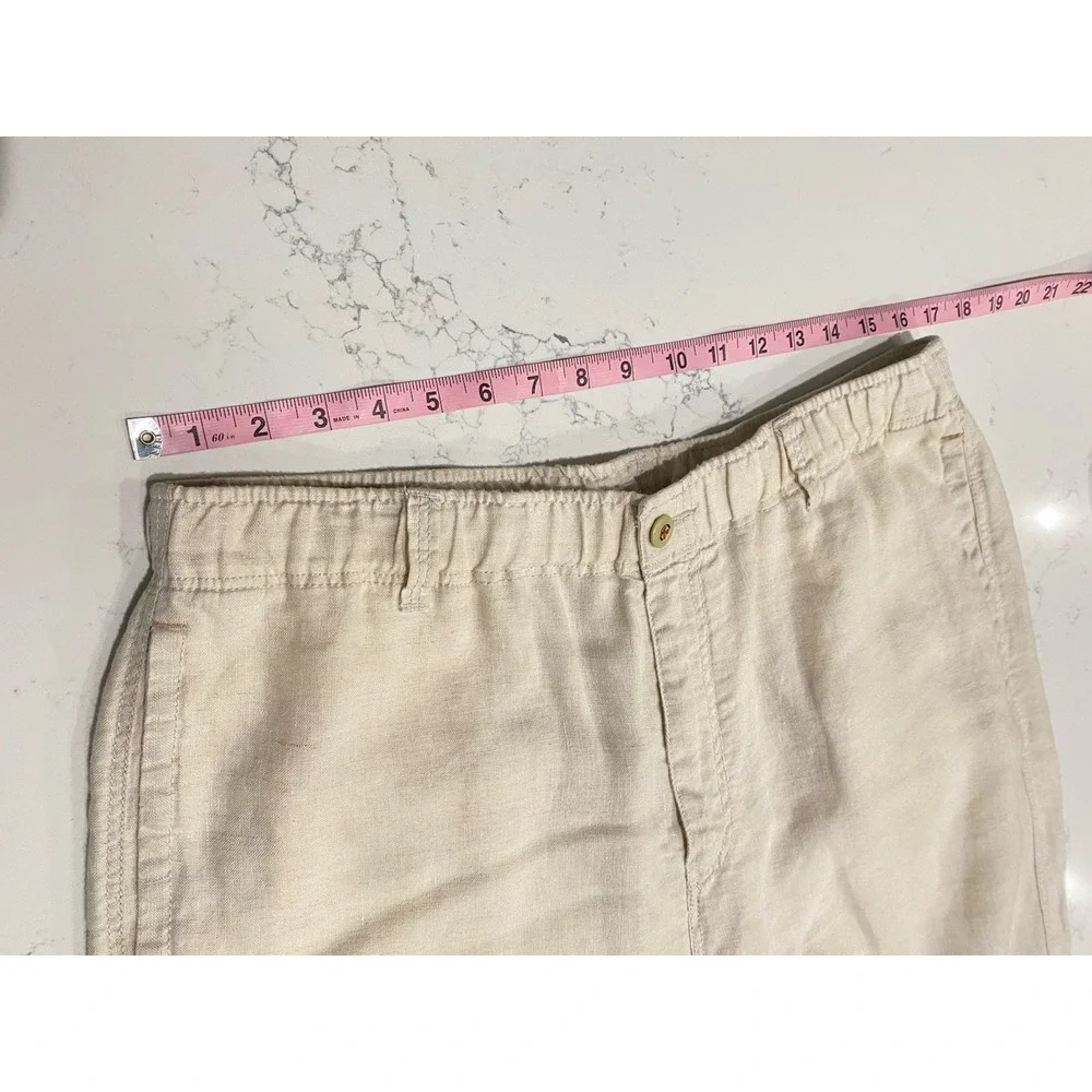 Tommy Bahama Relax Men's Large 100% Linen Pants Beige Drawstring Beach Coastal